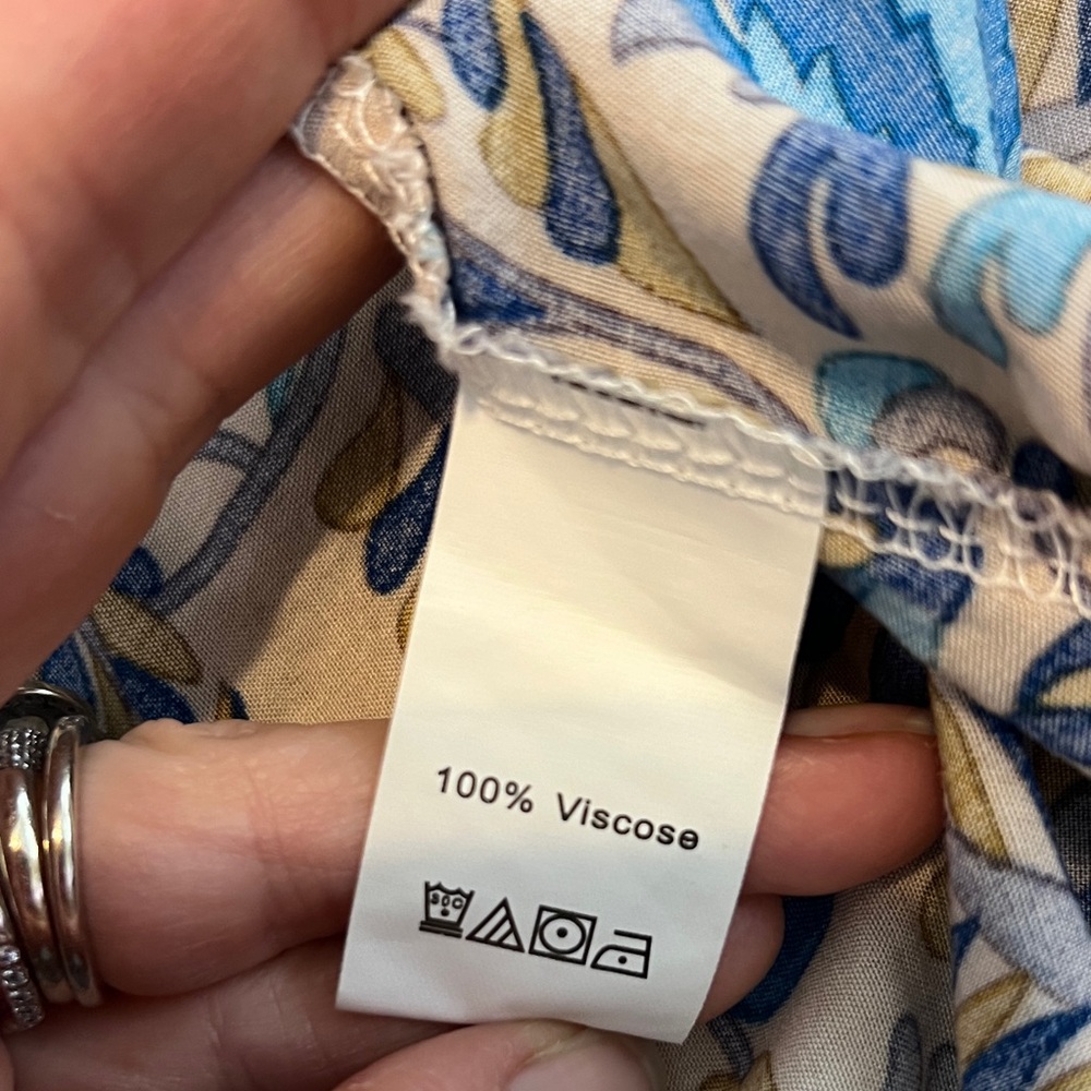 Floral Blue and Beige Women's Skirt - Picture 7 of 9